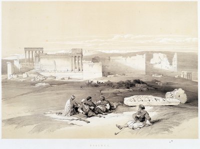 黎巴嫩的巴勒贝克（Baalbec），1839年5月5日绘制于《圣地》，伦敦1849年。 作者 大卫·罗伯茨