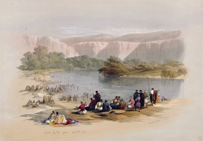 约旦的银行，1839年4月2日，在“圣地”第二卷中排名48，由Louis Haghe（1806-85）酒吧刻。 1843 作者 大卫·罗伯茨