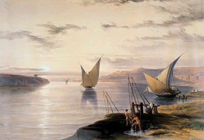 尼罗河上的船只》，约1838-1839年 作者 大卫·罗伯茨