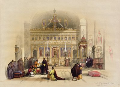 1839年4月5日，圣萨巴修道院教堂，第二卷“在伦敦圣地出版”; Louis Haghe（1806-85）1842 Land，&39;1842（彩色光刻） 作者 大卫·罗伯茨