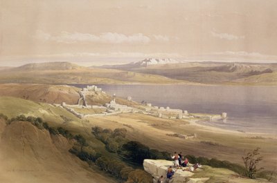 1839年4月22日，加利利海上的提比里亚市，位于“圣地”第一卷的第38号板块，由Louis Haghe（1806-85）酒吧刻。 1842 作者 大卫·罗伯茨