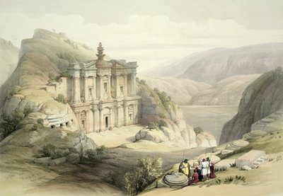 佩特拉El Deir，1839年3月8日，来自&39;The Holy Land&39;第三卷的第90页，由Louis Haghe（1806-85）酒吧刻。 1849年 作者 David Roberts