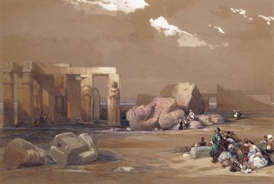 1838年，底比斯，纪念膜大斗兽场的碎片 作者 大卫·罗伯茨