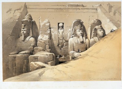 阿布辛贝勒（Aboosimbel，Abu或Abu Simbel）大庙的正面立面，努比亚（Nubia）的《圣地》，伦敦1849年 作者 大卫·罗伯茨