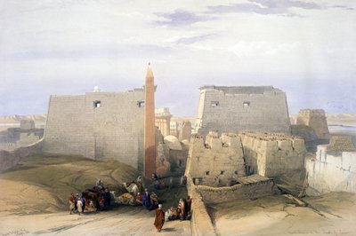 卢克索神庙大入口"：根据苏格兰艺术家大卫-罗伯茨（1796-1864 年）的水彩画绘制的石版画。古埃及 考古学 建筑学 作者 大卫·罗伯茨
