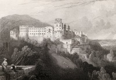 Heidleberg城堡，Heidleberg，由JTWillmore在“莱茵河朝圣者”中刻下，于1840年出版 作者 大卫·罗伯茨