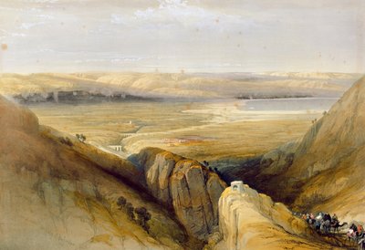 约旦河谷，来自路易斯哈格（1806-85）的“圣地”第二卷，1842年在伦敦伦敦出版，1842年 作者 David Roberts