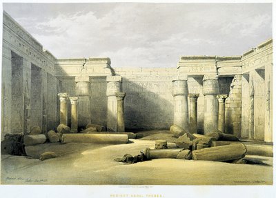 Medinet Habu (Medinet-Habu), 底比斯 (Thebes) - 在“圣地”，伦敦 1849 作者 大卫·罗伯茨
