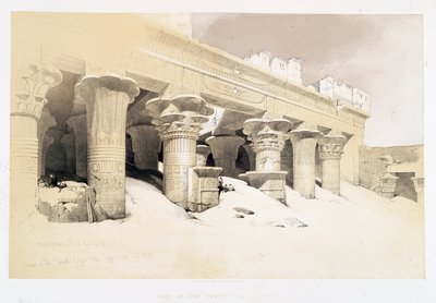 Edfou 门廊的一部分 - David Roberts 于 1838 年 11 月 23 日在伦敦“圣地”绘制，1849 年 作者 大卫·罗伯茨