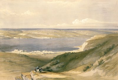 1839年4月21日，加利利海或Genezareth望向巴山，在“圣地”第一卷中登上第36页，由Louis Haghe（1806-85）酒吧刻。 1842 作者 大卫·罗伯茨