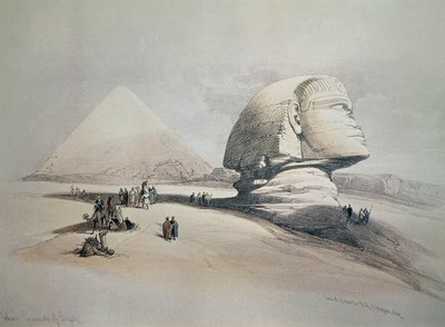 吉萨的Sphynx。平版印刷 作者 大卫·罗伯茨