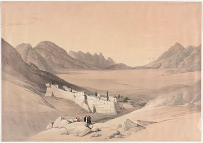 西奈山圣凯瑟琳修道院，朝着营地平原眺望，1839年。 作者 大卫·罗伯茨