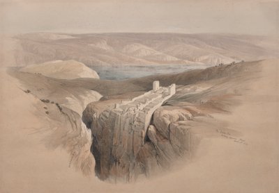 望着摩押的死海，1839年。 作者 David Roberts