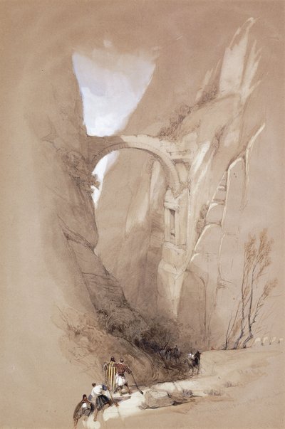 凯旋门穿过峡谷通往佩特拉，1839年 作者 大卫·罗伯茨