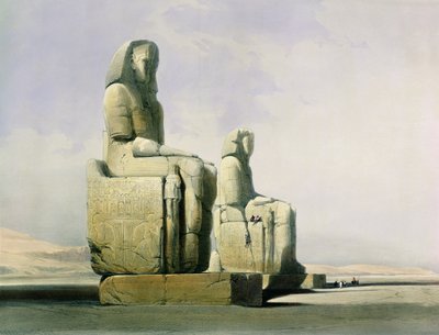 底比斯，1838年12月4日，详细介绍了Memnon的巨像，第12卷，来自埃及和努比亚的第一卷，由Louis Haghe 1806-85酒吧刻。 1846年67033的平版细节 作者 David Roberts