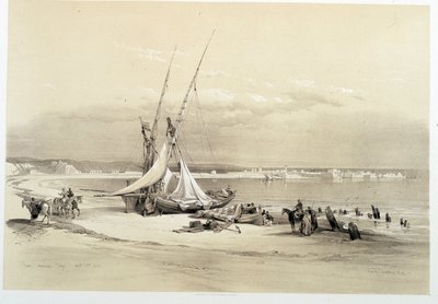 黎巴嫩提尔 (Tyre) 市的景色，1839 年 4 月 27 日在伦敦“圣地”中绘制的图画，1849 年 作者 大卫·罗伯茨