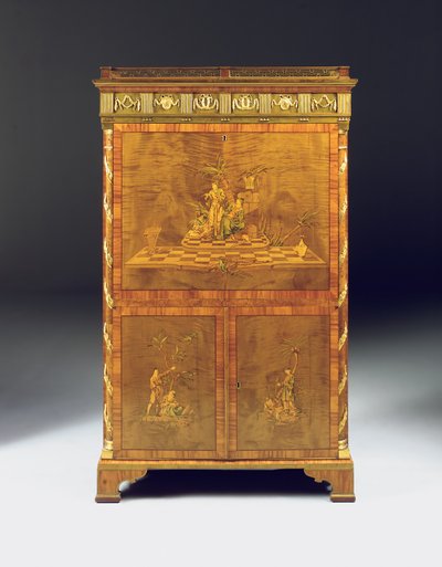 带襟翼的新古典主义秘书，约1775年 作者 戴维·伦琴