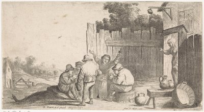 五个农民围着一个木桶
露天场景（系列名称） 作者 David Teniers (II)（归属于车间）