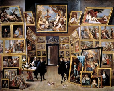 利奥波德·威廉大公在他在布鲁塞尔的画廊中，1647-1651年 作者 David Teniers the Younger
