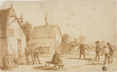 酒馆外玩球的男子 作者 大卫·特尼尔斯（David Teniers）