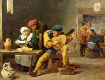 农民在旅馆制作音乐，c.1635（橡木油） 作者 大卫·特尼尔斯（David Teniers）