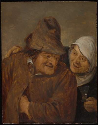 两个农民拿着酒杯 作者 大卫·特尼尔斯（David Teniers）