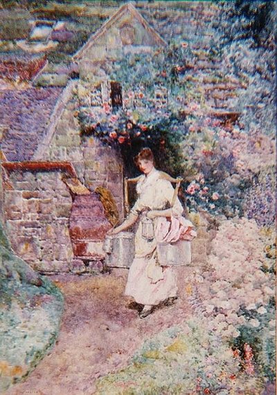 牛奶女郎，或萨里老屋（水彩画） 作者 大卫·伍德洛克