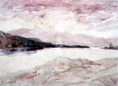 Argyllshire，Loch Aline：从北部到马尔岛的视图（纸上的wc） 作者 戴维·杨·卡梅伦
