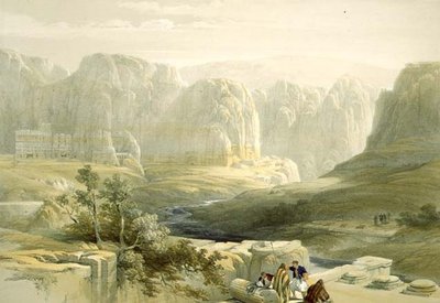 佩特拉于1839年3月9日向南望去，圣地第三卷第106页，由Louis Haghe（1806-85）酒吧刻。 1849年 作者 David after Roberts
