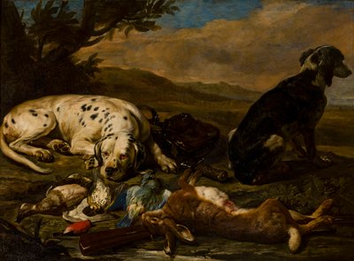 以狩猎为题材的静物，约 1665-1701 年（布面油画） 作者 戴维·德·科宁克