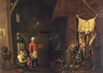 乡村房屋的内部，约1640年（布面油画） 作者 大卫老长老
