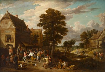 乡村客栈的舞者，约 1660 年代（布面油画） 作者 小大卫 (David the Younger) Teniers 工作室