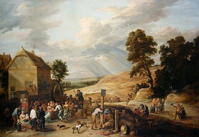 旅店前的乡村舞蹈（布面油画） 作者 大卫·特尼尔斯（David Teniers）