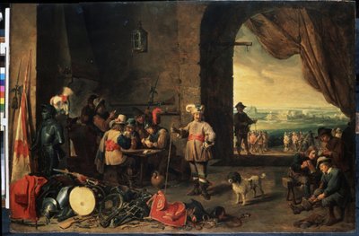 警卫室。小大卫-特尼尔（1610-1690 年）的画作。木板油画，69 x 103 厘米 作者 David Teniers the Younger