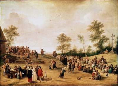 安特卫普附近的农民聚会或大锅聚会 大卫·特尼尔斯年轻（1610-1690）1643 年的绘画。 90x125 厘米伦敦，国家美术馆 作者 大卫·特尼尔斯（David Teniers）