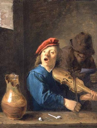 小提琴手，1633年（铜上油） 作者 大卫·特尼尔斯（David Teniers）