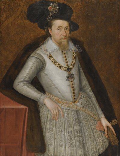 英国国王詹姆斯一世1566-1625年的肖像，17世纪初 作者 德克里茨