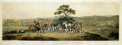 猎狐，图版3，由托马斯-萨瑟兰（1785-1838）1817年雕刻（彩色平印）。 作者 老院长（后）沃尔斯滕霍尔姆