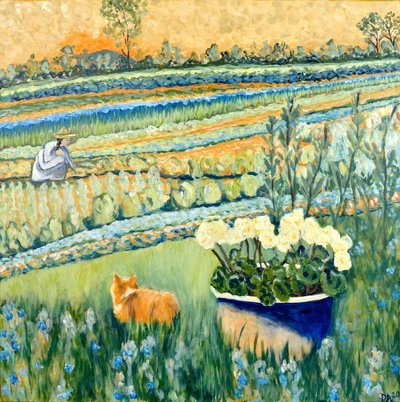 躲在花园里》，2021 年（丙烯酸画布） 作者 黛博拉·伊芙·阿拉斯特拉