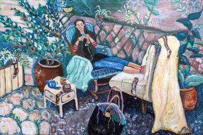 袜子制造者，2024 年（丙烯酸画布） 作者 黛博拉·伊芙·阿拉斯特拉
