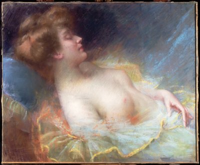 睡觉的年轻女子（粉彩） 作者 Delphin Enjolras