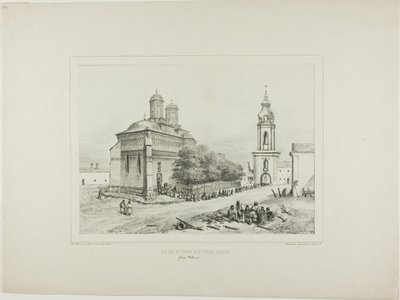 三圣教堂和塔楼，莫达维亚，亚西，1837 年 7 月 19 日 作者 Denis-Auguste-Marie Raffet