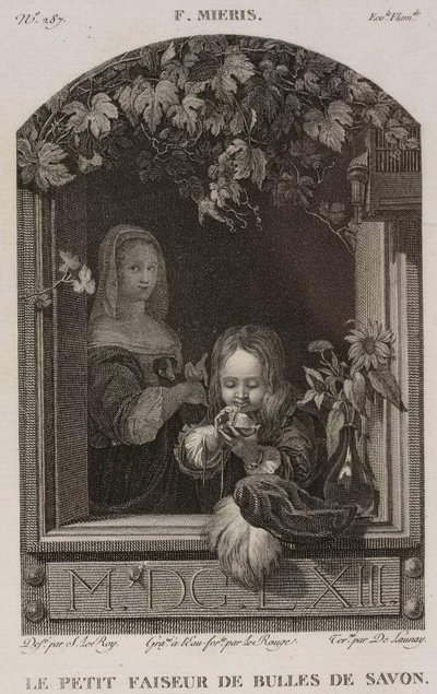 Denis-Sébastien Leroy、Lerouge 和 De Launay - 《小肥皂泡制造者》，取材于老弗朗茨-凡-米里斯（Frans van Mieris the Elder） - 1802-1815 年 作者 丹尼斯·塞巴斯蒂安·勒罗伊