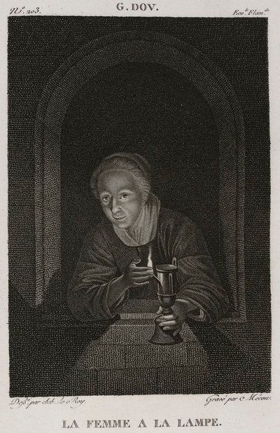 Denis-Sébastien Leroy et Mécou - 提灯的女人，取材于 Gerrit Dou - 1802-1815 年 作者 丹尼斯·塞巴斯蒂安·勒罗伊