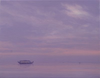 在Vembanad湖，喀拉拉的渔船 作者 德里克·哈尔