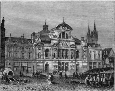 昂热大剧院的外景，根据建筑师Lucien Botrel的计划于1871年完工。缅因河与卢瓦尔河 (49) 作者 Deroy（之后）