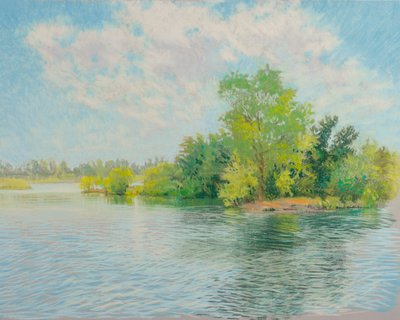 河岛，2017（纸上粉彩画） 作者 戴安娜·扬斯