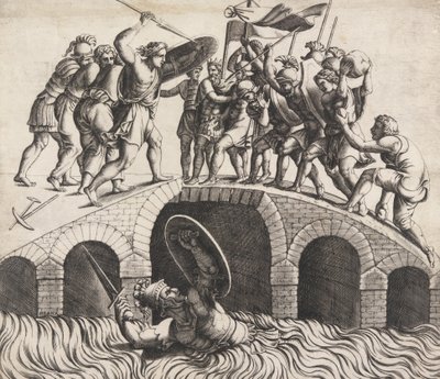 Horatio Coclès通过游泳拯救自己，16世纪。 作者 黛安娜·曼图亚纳