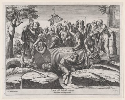 罗马的辉煌》（Speculum Romanae Magnificentiae）：桶中的马库斯-阿蒂利乌斯-雷古勒斯，16世纪末 作者 黛安娜·曼图亚纳