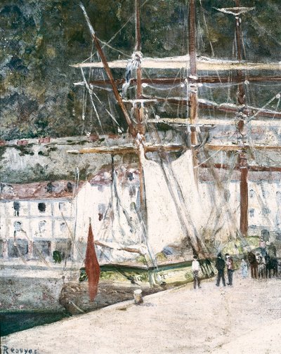““西班牙圣塞巴斯蒂安港 (San Sebastian, San Sebastian) 的景色””达里奥·德雷戈约斯 (1875-1913) 圣塞巴斯蒂安的绘画。 圣特尔莫市立博物馆 作者 Diario或Dario de Regoyos y Valdes